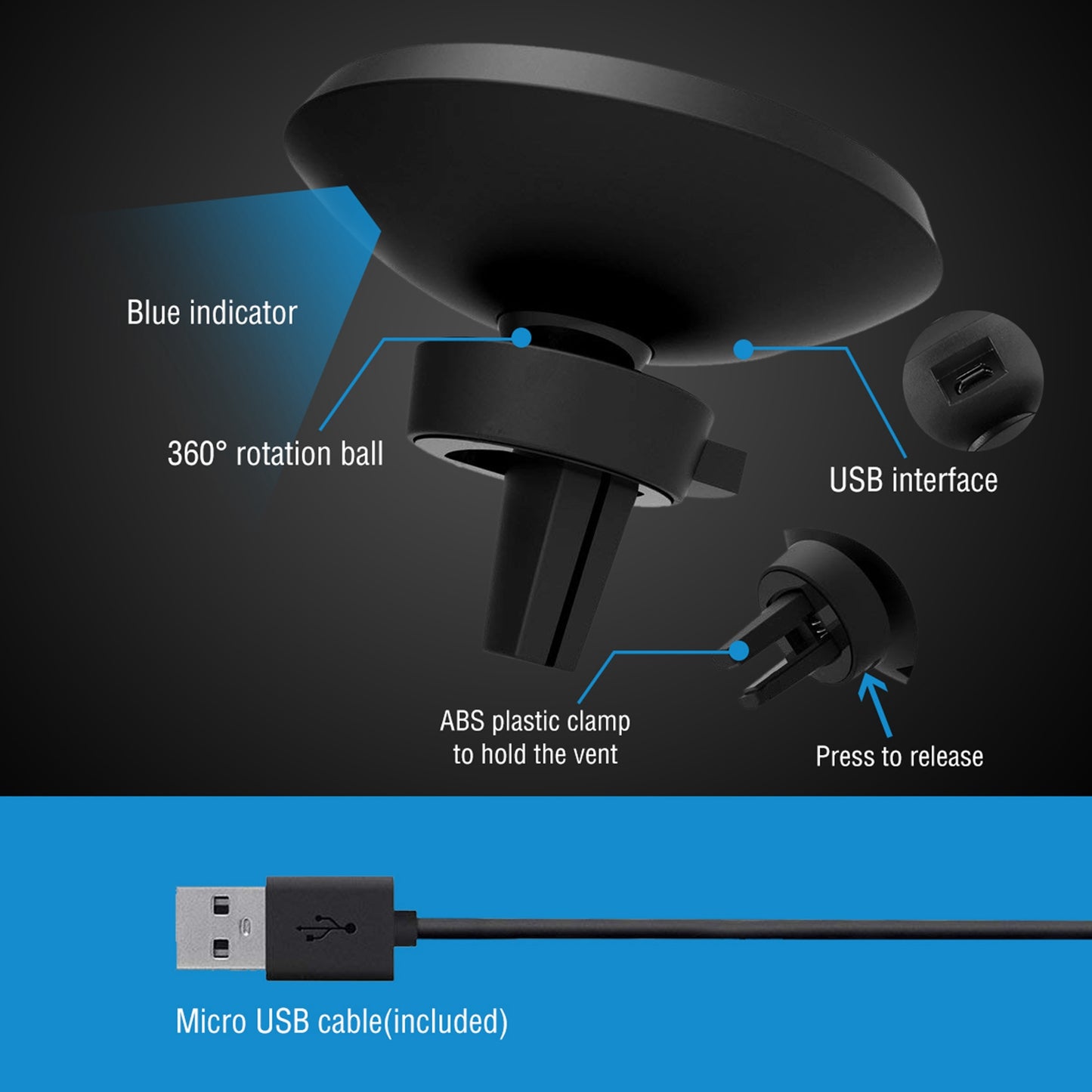 1Pc Magnetic Qi Wireless Car Charger Car Phone Charger For IOS Phone XS MAX XR Galaxy S10 S9 Tablet GPS Device