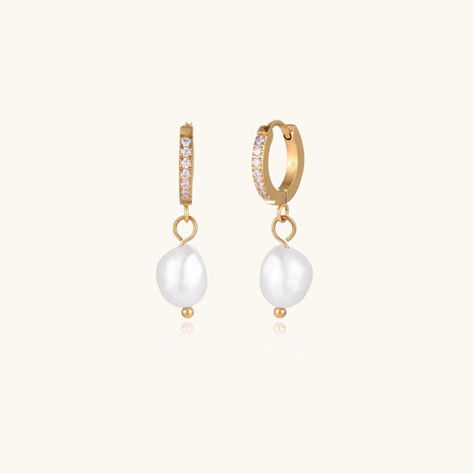 Pearl Drop Hoops