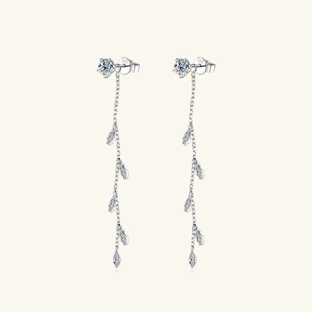 Premium Beauty, Effortless Elegance & 1.38 Carat Moissanite 925 Sterling Silver Leaf Earrings