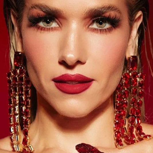 Long Fringed Big Drop Earrings Rhinestone Accessories for Girl Women Oversize Crystal Hanging Dangle Earrings Wedding Jewelry