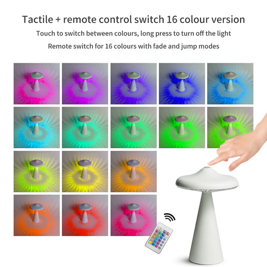 New UFO Night Light Luxury Striped Light Effect Mushroom Ambient Lamp Hotel Living Room Bedroom Bedside Decorative Table Lamp