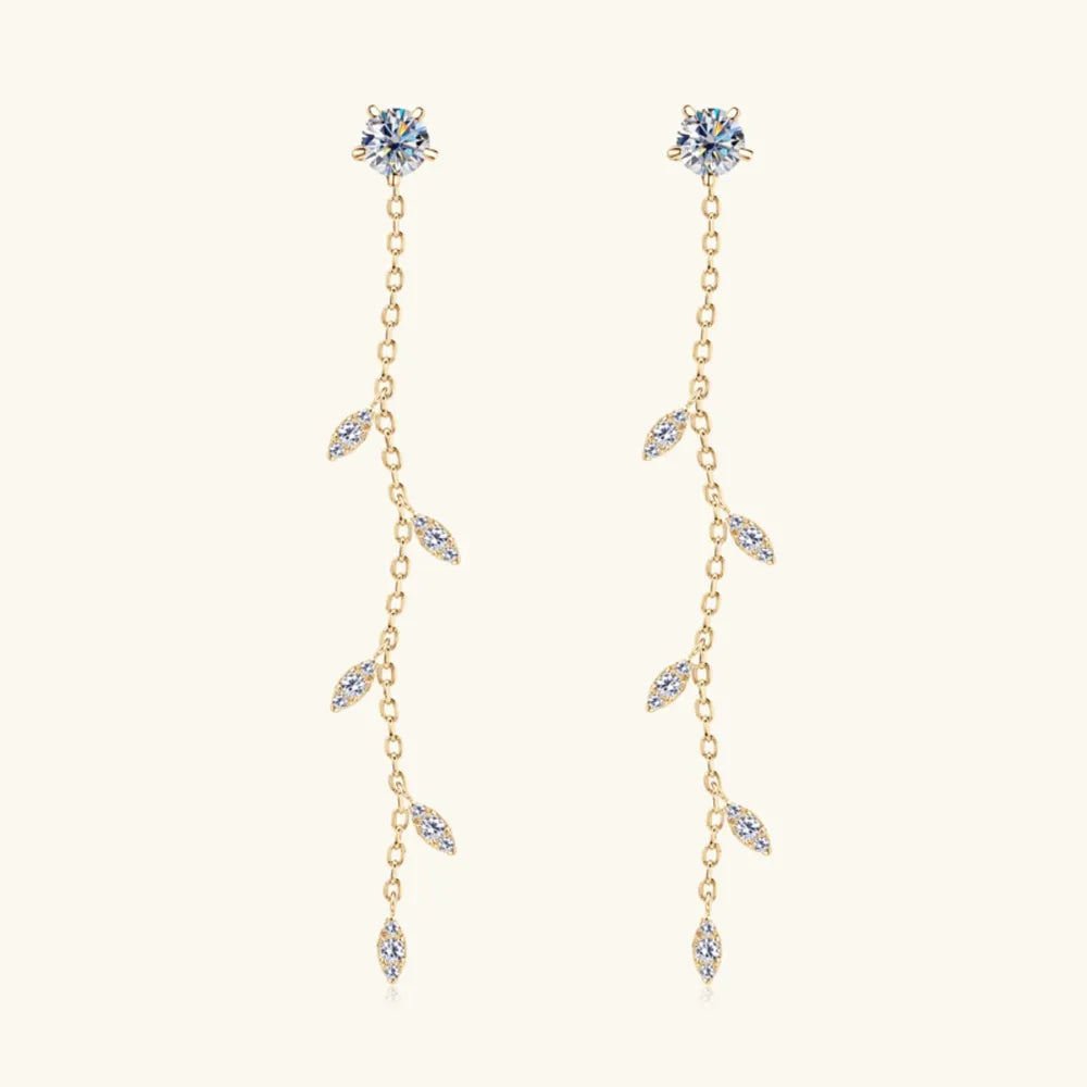 Premium Beauty, Effortless Elegance & 1.38 Carat Moissanite 925 Sterling Silver Leaf Earrings