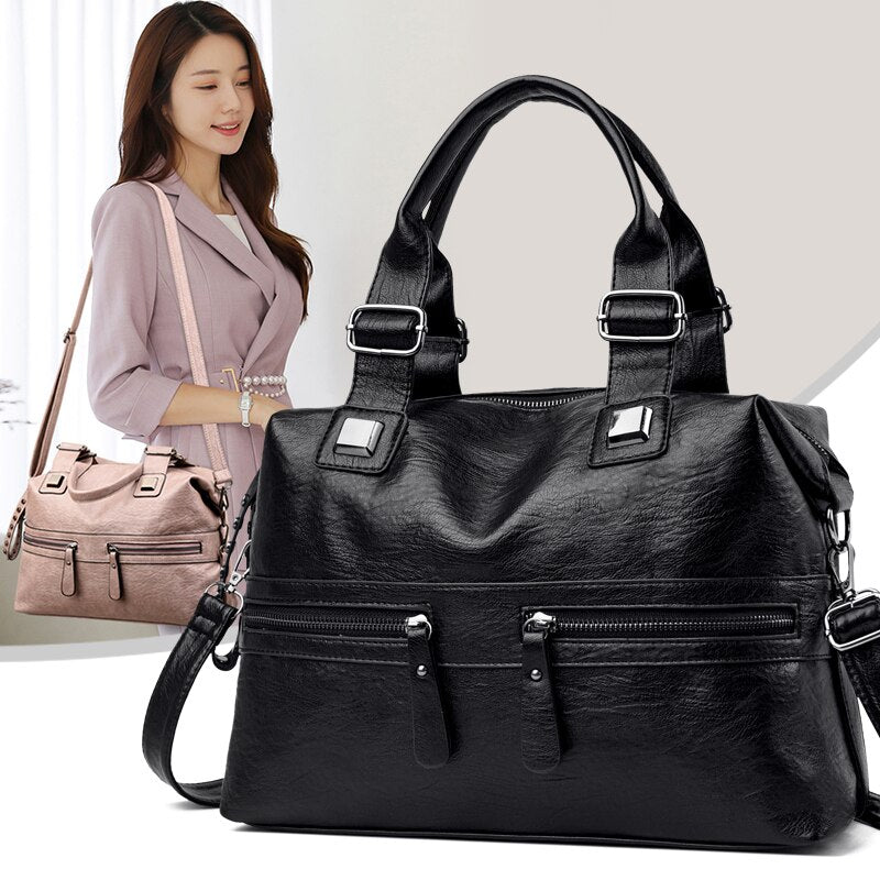 Large Capacity Latest Sheepskin Leather Women's Handbag High Quality Shoulder Bags for Women New Solid Color Crossbody Bag