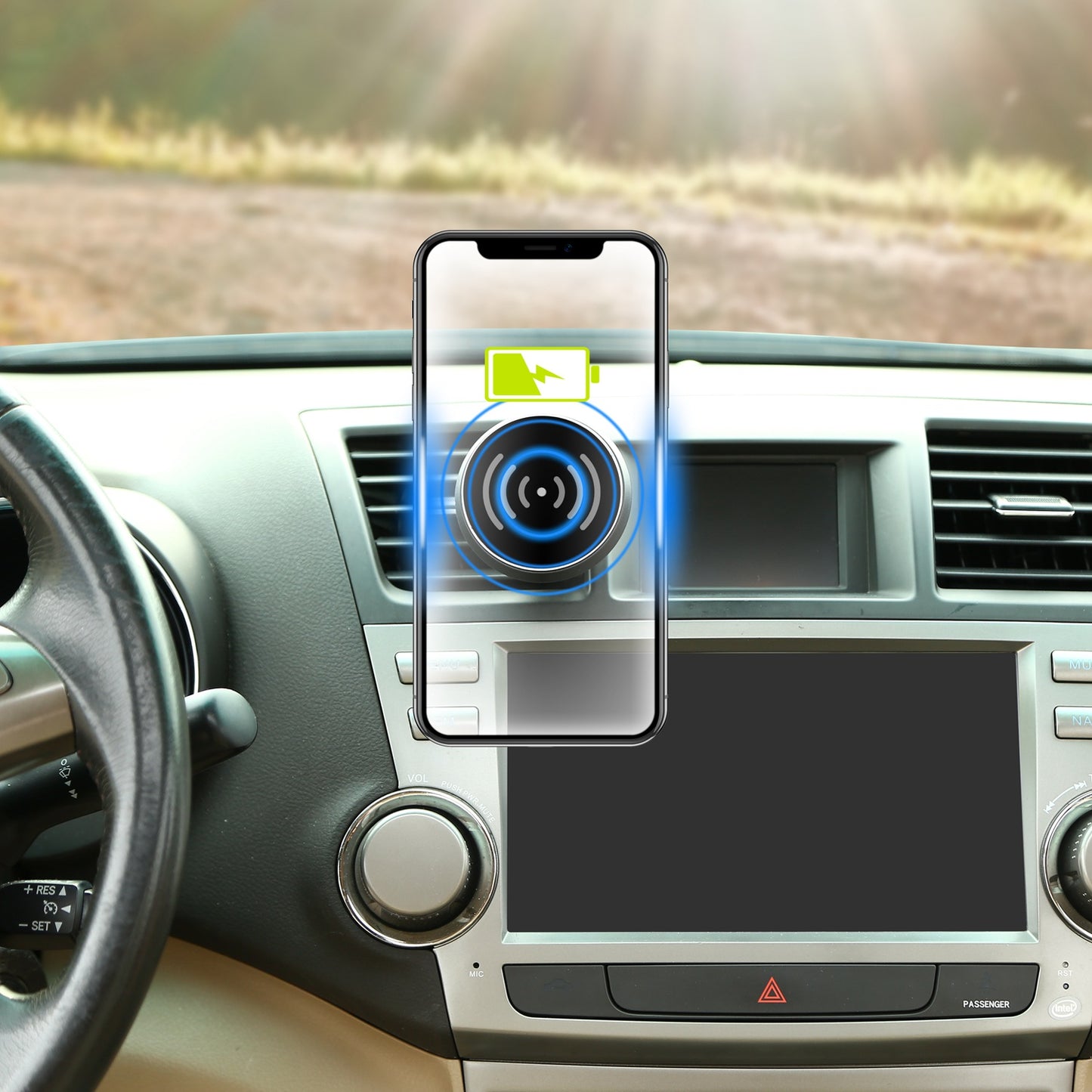 1Pc Magnetic  Qi Wireless Car Charger Car Phone Charger For IOS Phone XS MAX XR Galaxy S10 S9 Tablet GPS Device