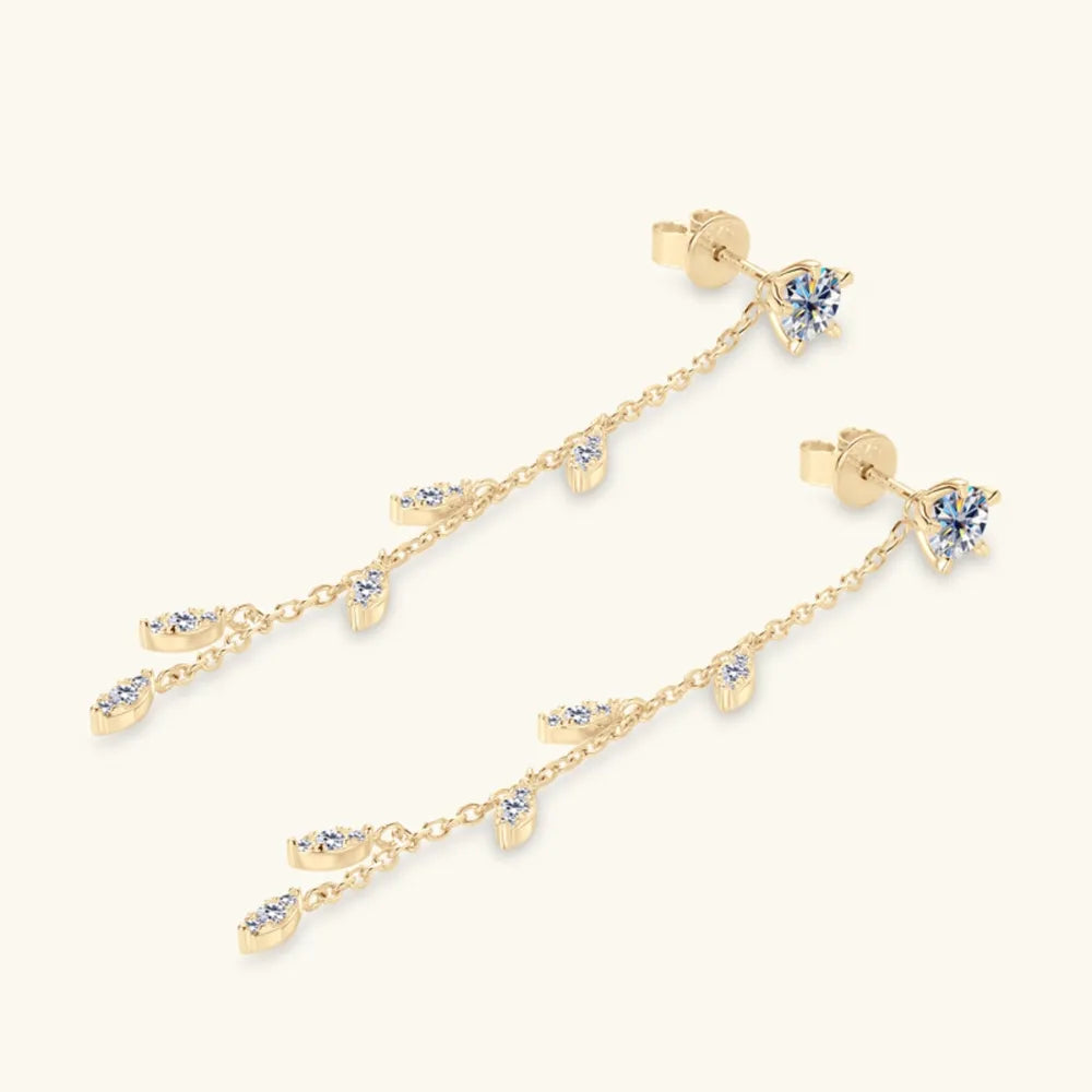 Premium Beauty, Effortless Elegance & 1.38 Carat Moissanite 925 Sterling Silver Leaf Earrings