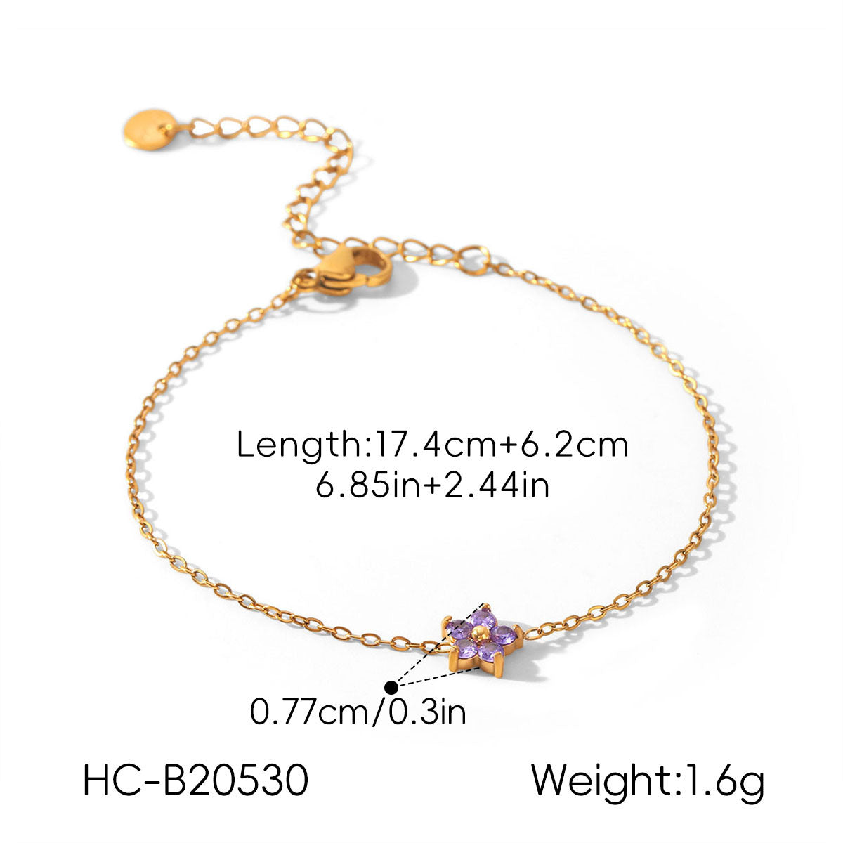 Resort-style 18K Gold Stainless Steel Zircon Bracelet & Soft Sparkle for Beautiful Moments