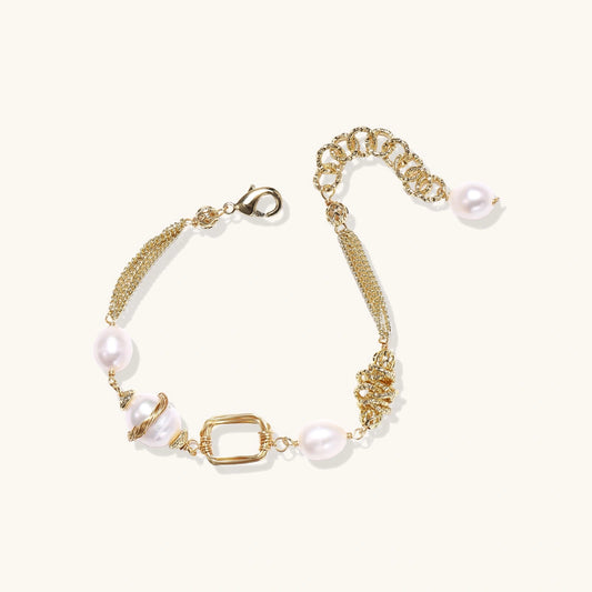 Golden Pearl Chain Bracelet