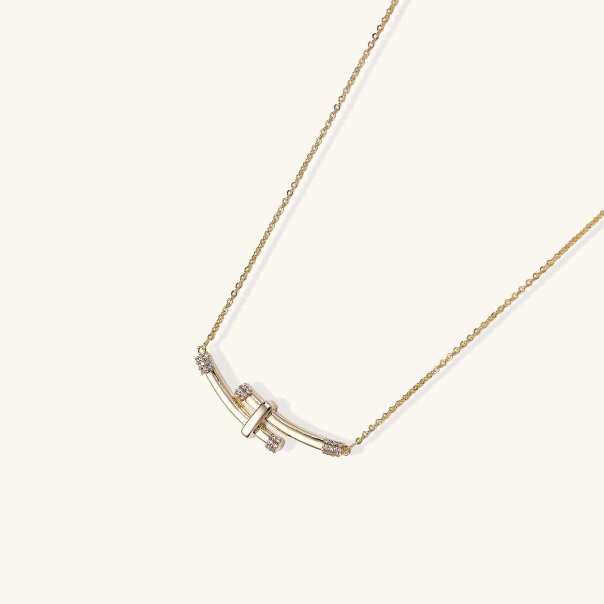 Bamboo Crystal Arc Necklace