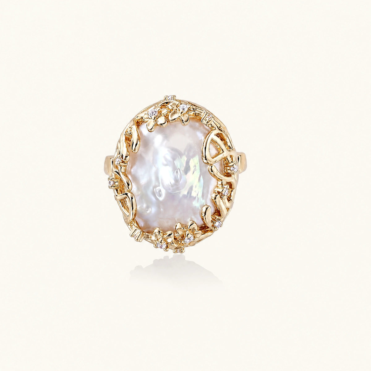 Baroque Pearl Crown Ring