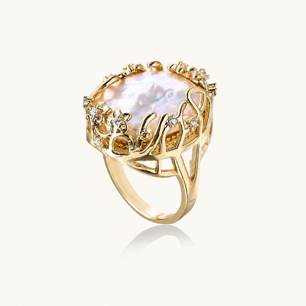Baroque Pearl Crown Ring