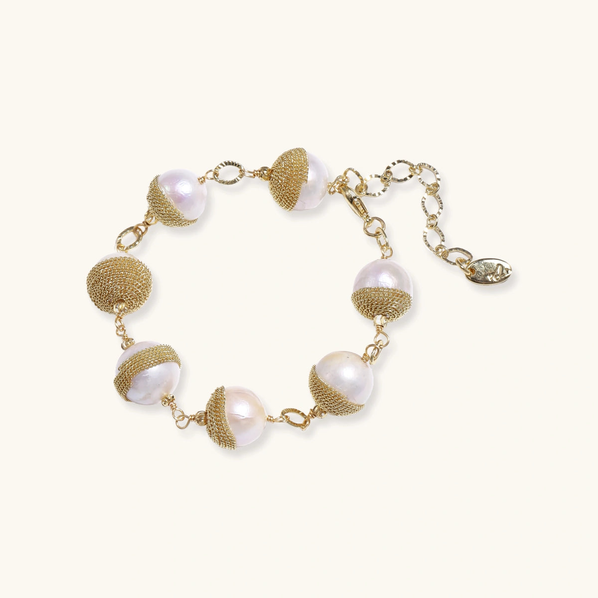 Golden Mesh Pearl Bracelet