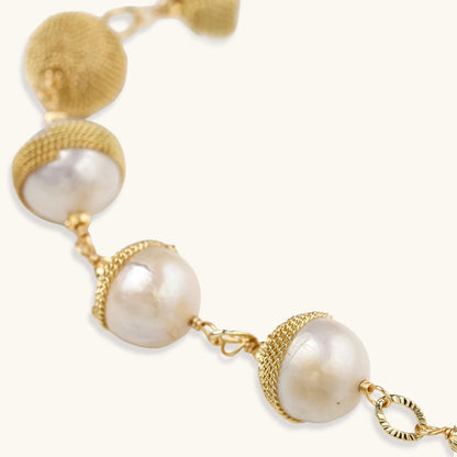 Golden Mesh Pearl Bracelet