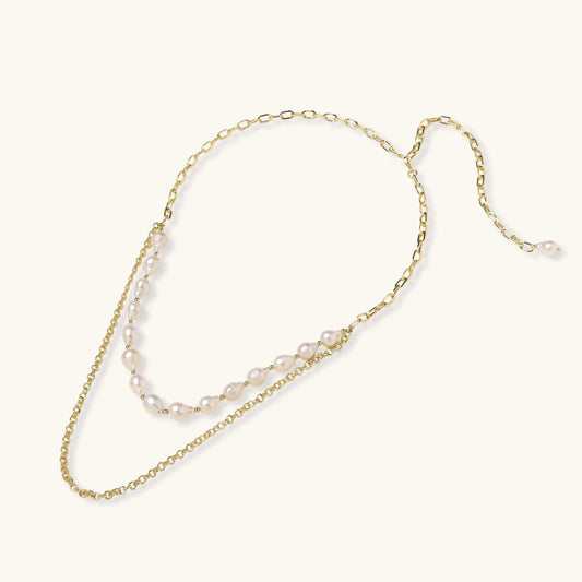 Golden Pearl Layers Necklace