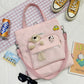 New Fashion Bear Doll Multi-Purpose Canvas Bag Large-Capacity One-Shoulder Messenger Girl Backpack College Student Bag