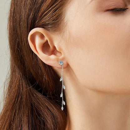 Premium Beauty, Effortless Elegance & 1.38 Carat Moissanite 925 Sterling Silver Leaf Earrings