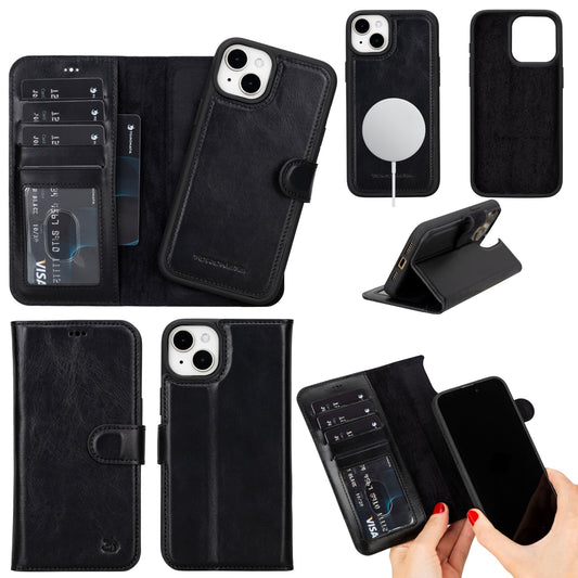 Casper Leather iPhone 15 Plus Wallet Case | Detachable MagSafe Compatible RFID Protection