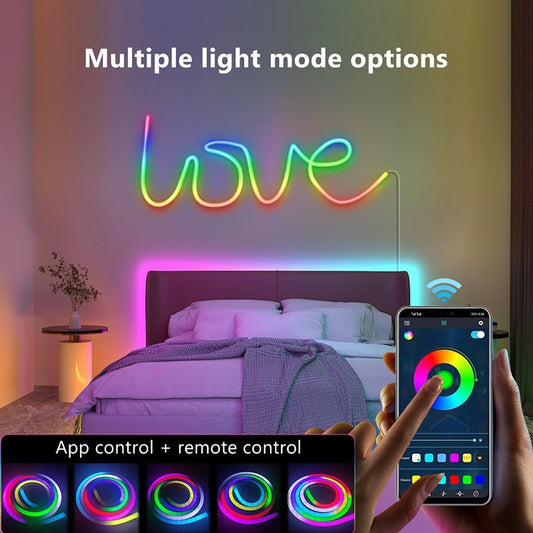 Silicone Neon LED Light Bar – Music Sync, Full Color, 3m/5m
