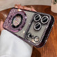 Crystal Glitter Magnetic Mount Bracket for iPhone 17 Pro Max Phone Case with Lens Film, Anti-drop Protection for Apple iPhone 16, 15
