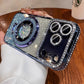 Crystal Glitter Magnetic Mount Bracket for iPhone 17 Pro Max Phone Case with Lens Film, Anti-drop Protection for Apple iPhone 16, 15