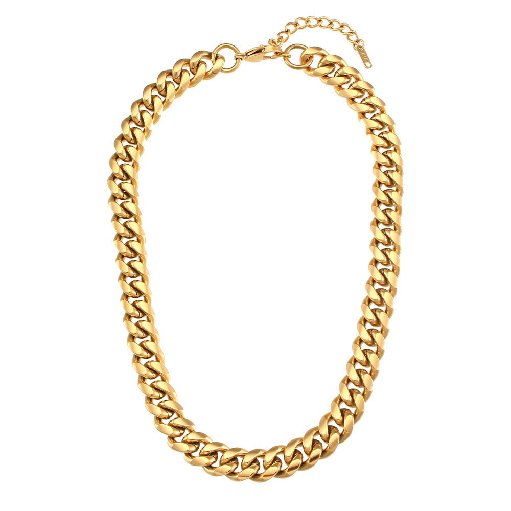 Hip Hop Stainless Steel Necklace Women's Cuban Chain Necklace Ornament