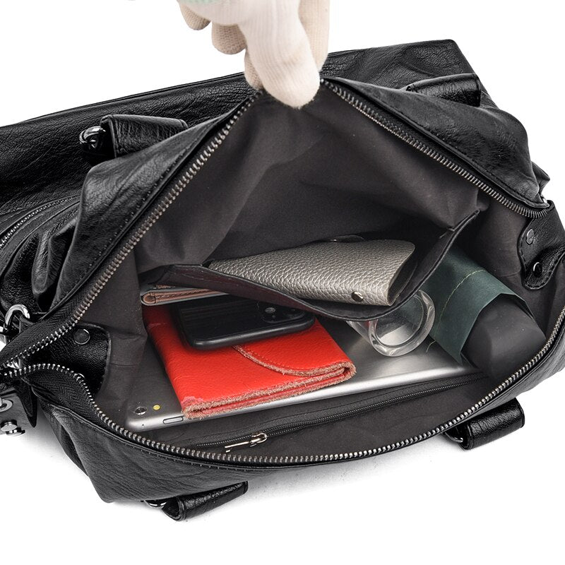 Large Capacity Latest Sheepskin Leather Women's Handbag High Quality Shoulder Bags for Women New Solid Color Crossbody Bag