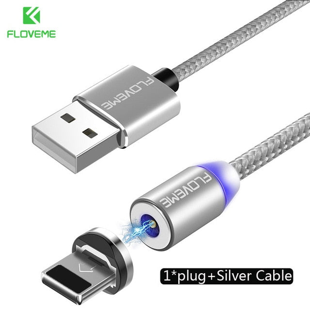 FLOVEME Magnetic Charging Cable 1M – LED 360°, Nylon Braided