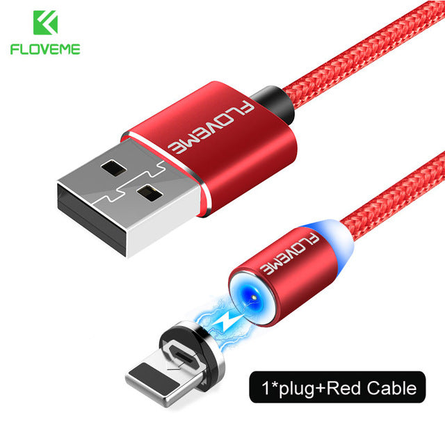 FLOVEME Magnetic Charging Cable 1M – LED 360°, Nylon Braided