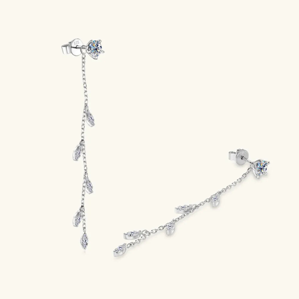 Premium Beauty, Effortless Elegance & 1.38 Carat Moissanite 925 Sterling Silver Leaf Earrings