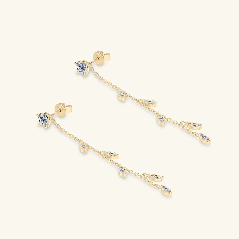 Premium Beauty, Effortless Elegance & 1.38 Carat Moissanite 925 Sterling Silver Leaf Earrings
