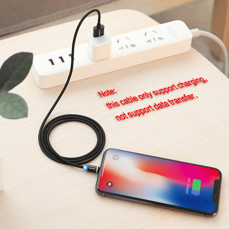 FLOVEME Magnetic Charging Cable 1M – LED 360°, Nylon Braided