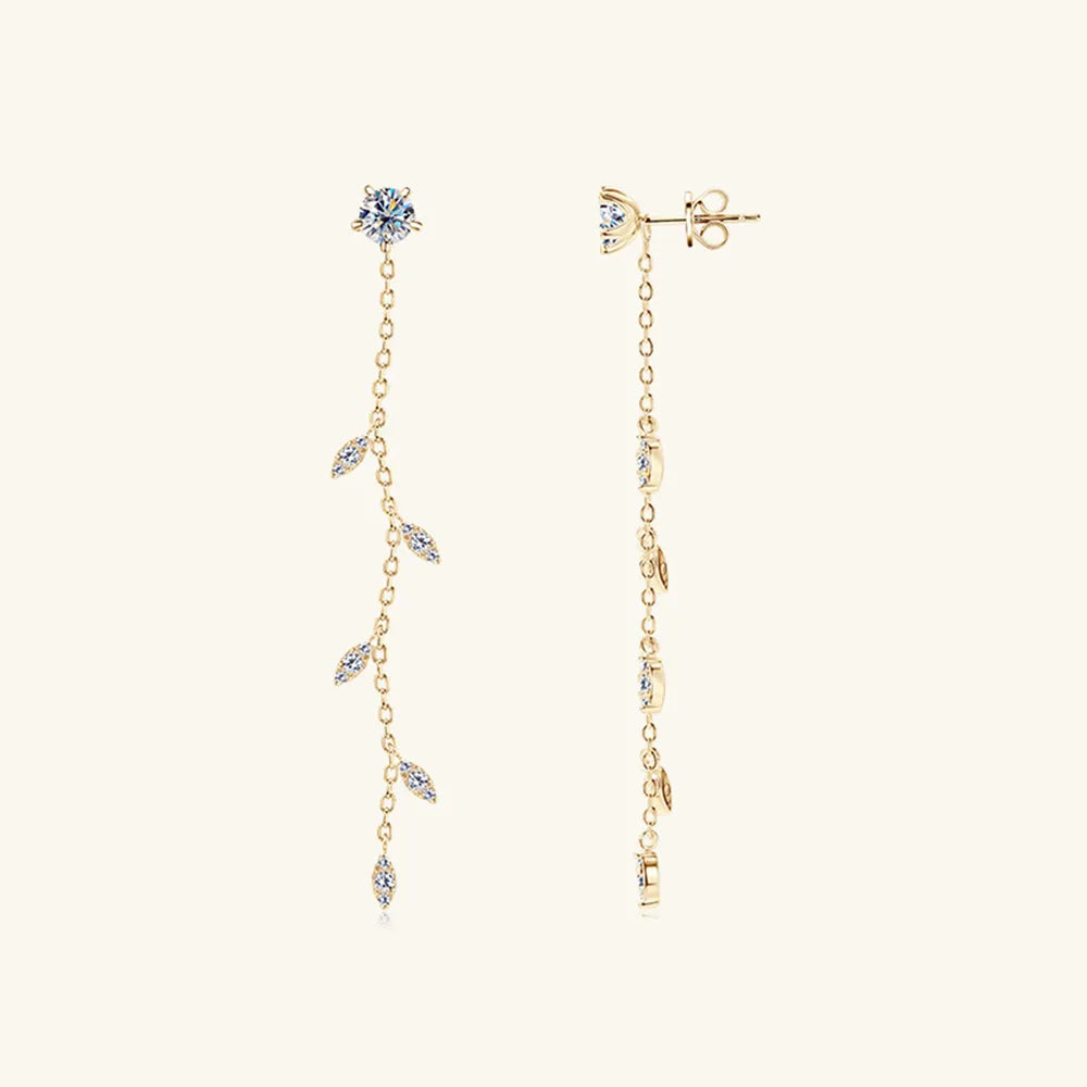 Premium Beauty, Effortless Elegance & 1.38 Carat Moissanite 925 Sterling Silver Leaf Earrings
