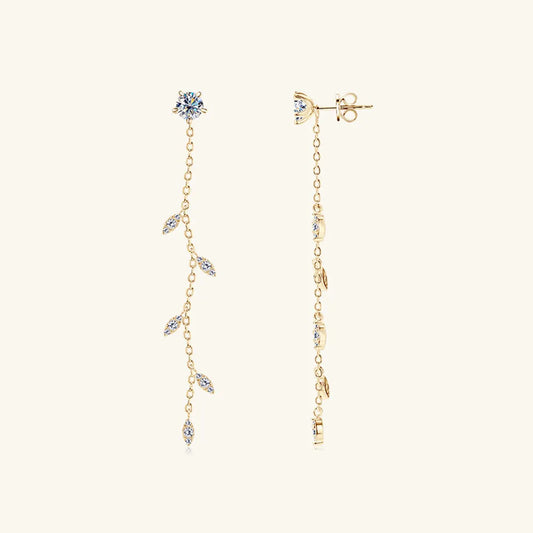 Premium Beauty, Effortless Elegance & 1.38 Carat Moissanite 925 Sterling Silver Leaf Earrings