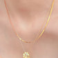 2 Piece 18K Gold-Plated Inlaid Zircon Lucky Clover Necklace