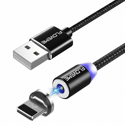 FLOVEME Magnetic Charging Cable 1M – LED 360°, Nylon Braided