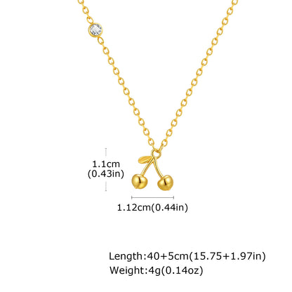 18K Gold Plated Cherry Charm Necklace | Elegant Women's Jewelry